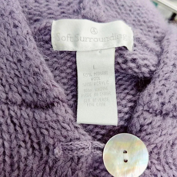 soft surrounding lavender mohair wool hooded cardigan sweater large - Picture 2 of 10